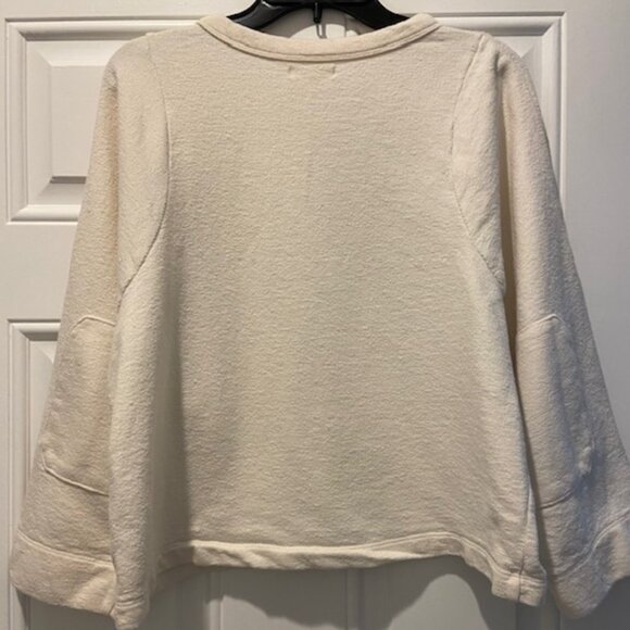 Madewell Cropped Ivory Sweatshirt w/Elbow Patches Size Medium NWOT - Picture 3 of 9